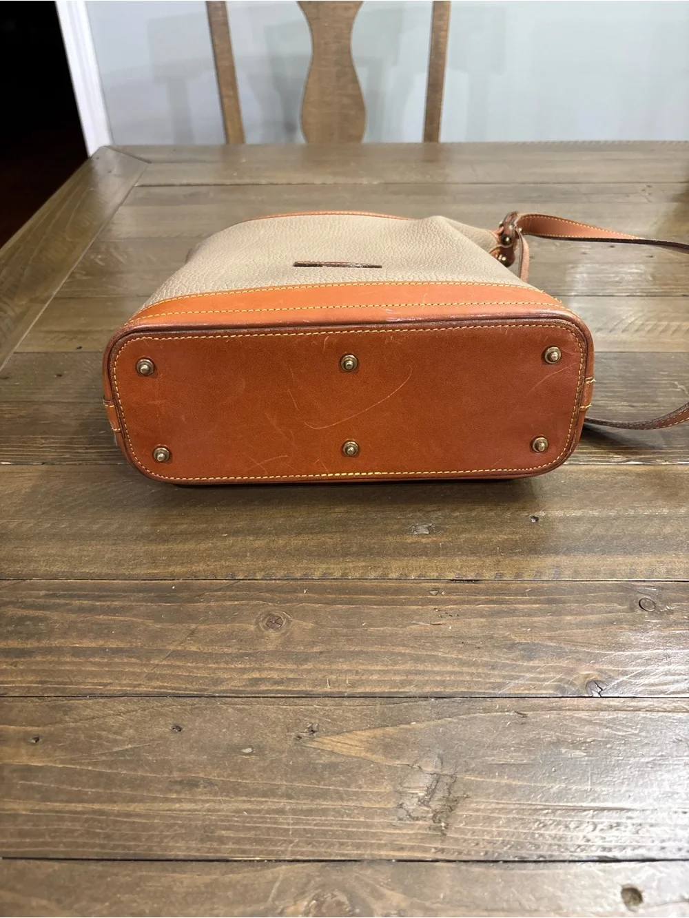 Dooney & Bourke Vintage Taupe Pebbled Leather Hobo Bag